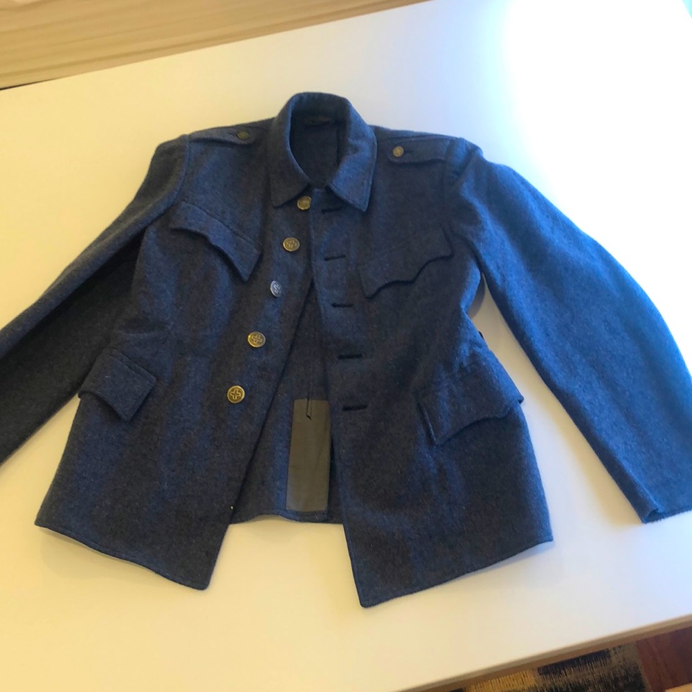 Swiss Cross Military Mens WW11 Wool Jacket, Sz 46 p, Epaulets, 5 pockets, 7 butt